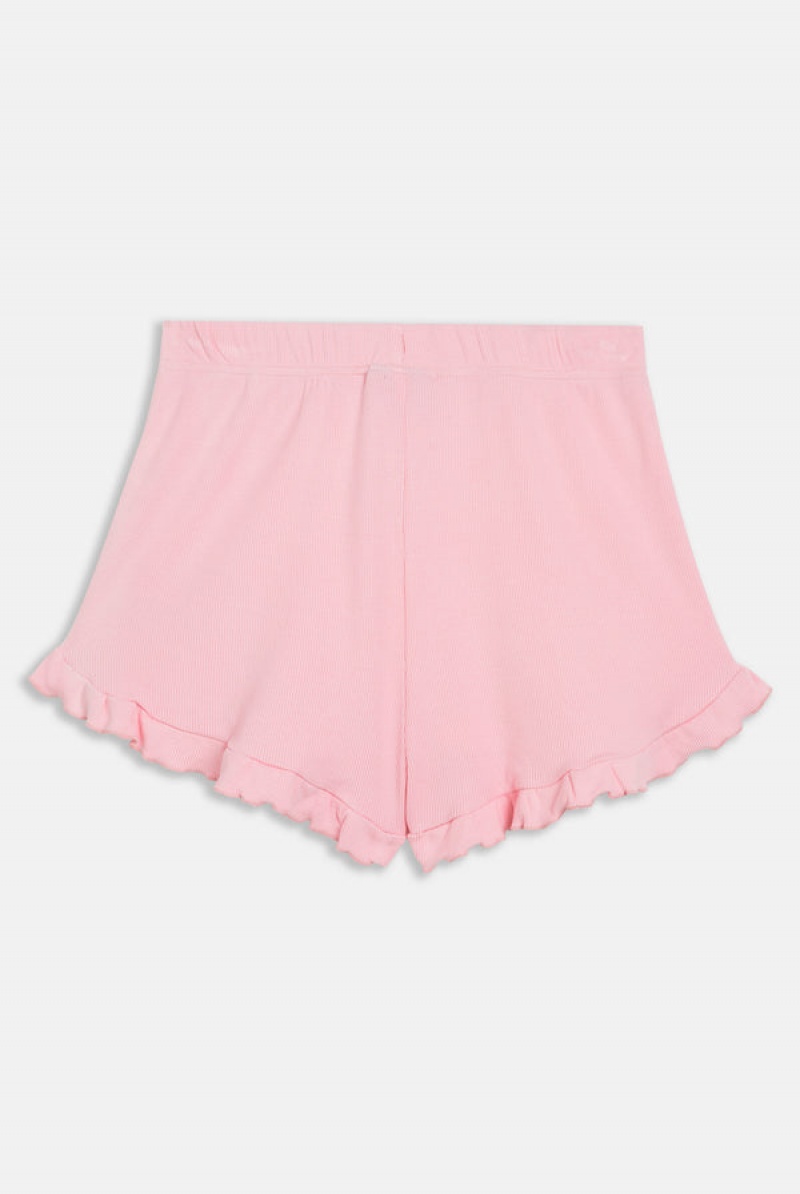 Candy Pink Juicy Couture Heart Frilled Sleep Shorts | JC-SN652268