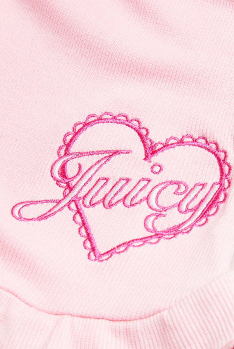 Candy Pink Juicy Couture Heart Frilled Sleep Shorts | JC-SN652268