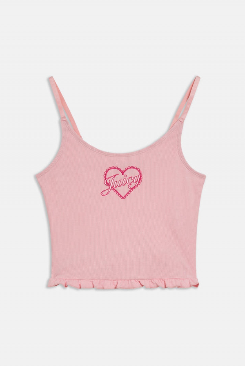 Candy Pink Juicy Couture Heart Frilled Sleep Vest | JC-SN652269