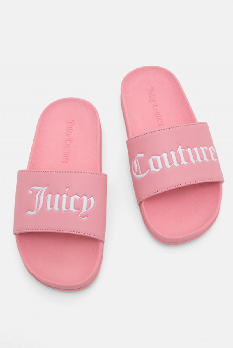 Candy Pink Juicy Couture Juicy Couture Embossed Sliders | JC-SN652201