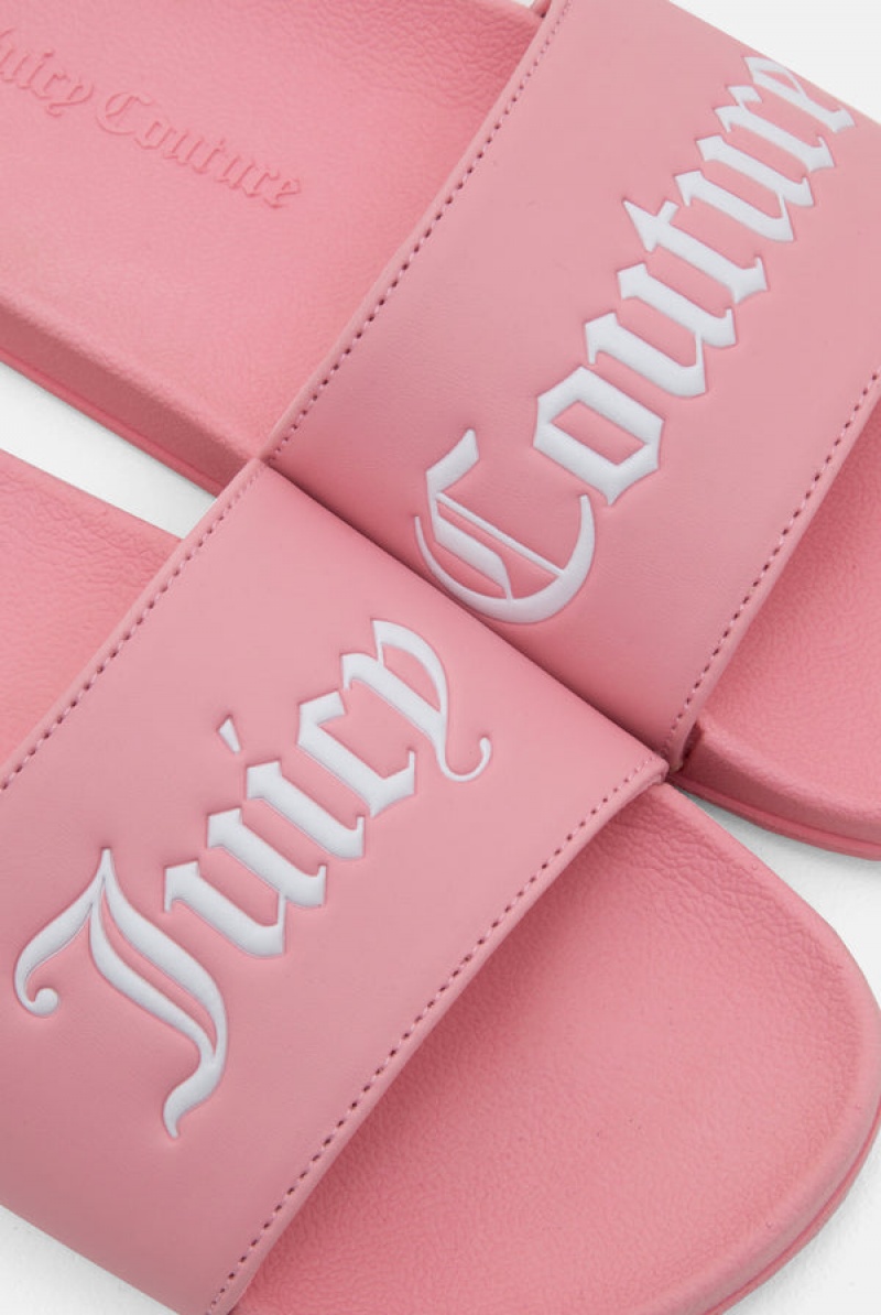 Candy Pink Juicy Couture Juicy Couture Embossed Sliders | JC-SN652201