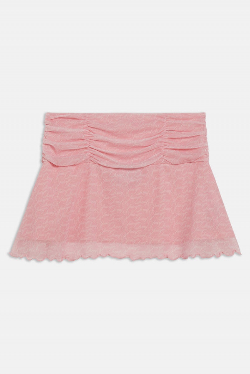 Candy Pink Juicy Couture Script Mesh Flippy Mini Skirt | JC-SN652294