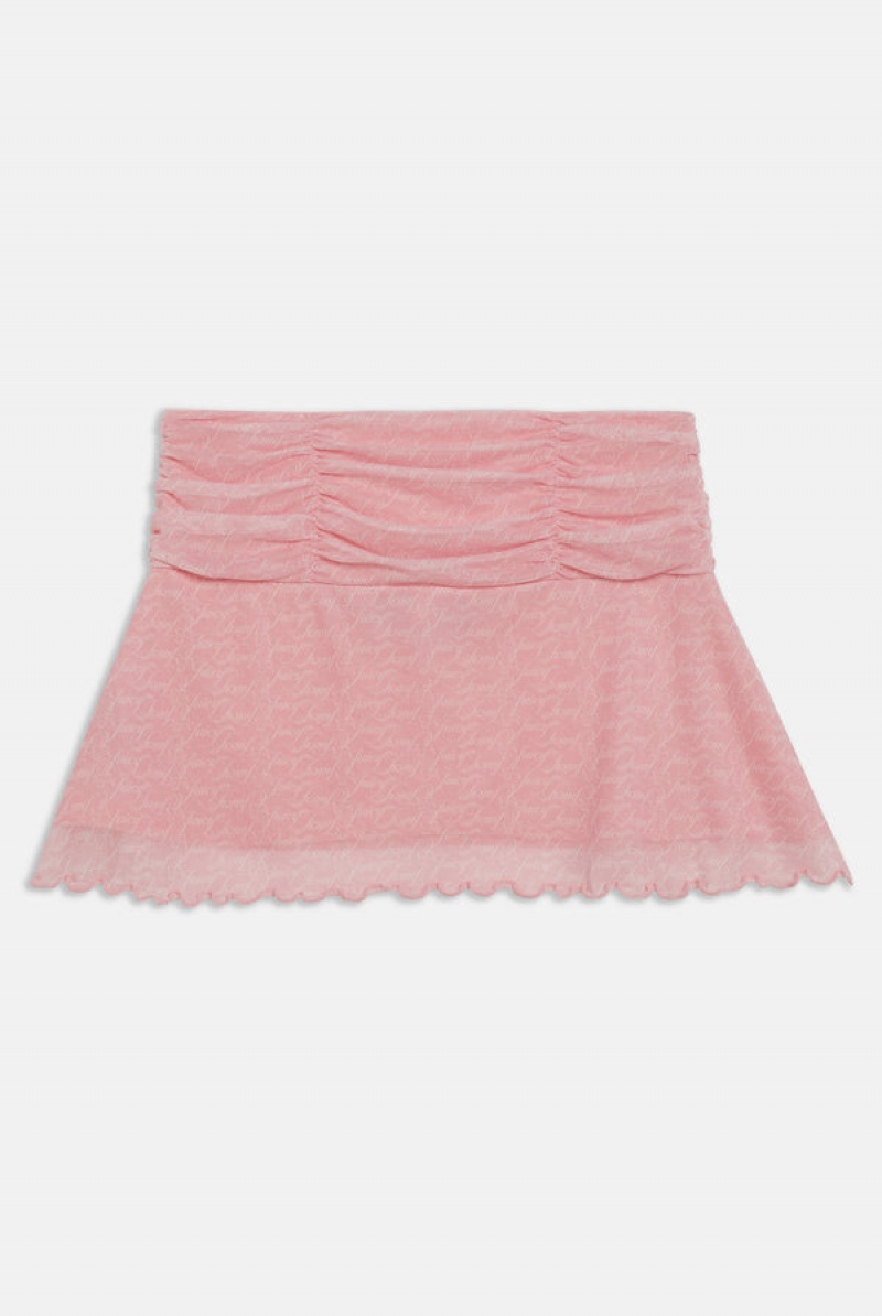 Candy Pink Juicy Couture Script Mesh Flippy Mini Skirt | JC-SN652294