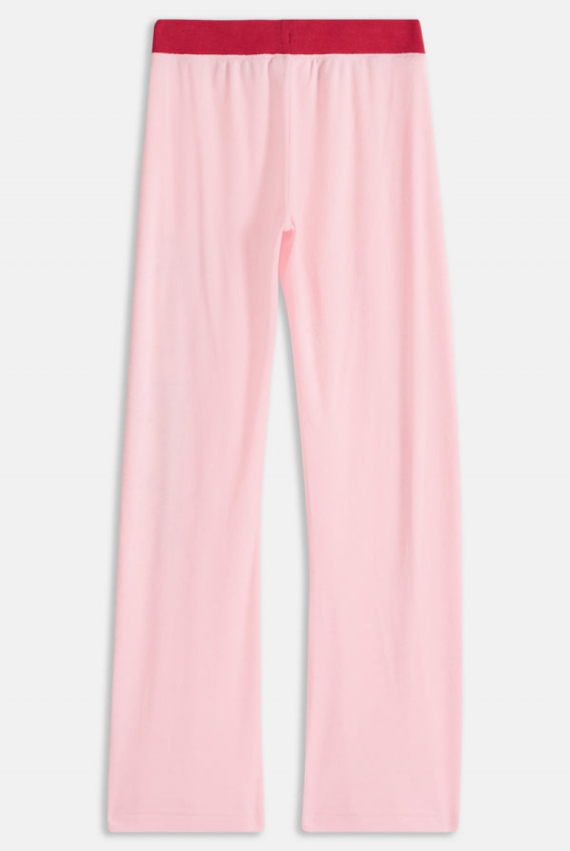 Candy Pink Juicy Couture Towelling Retro Logo Low Rise Flare Pants | JC-SN651949