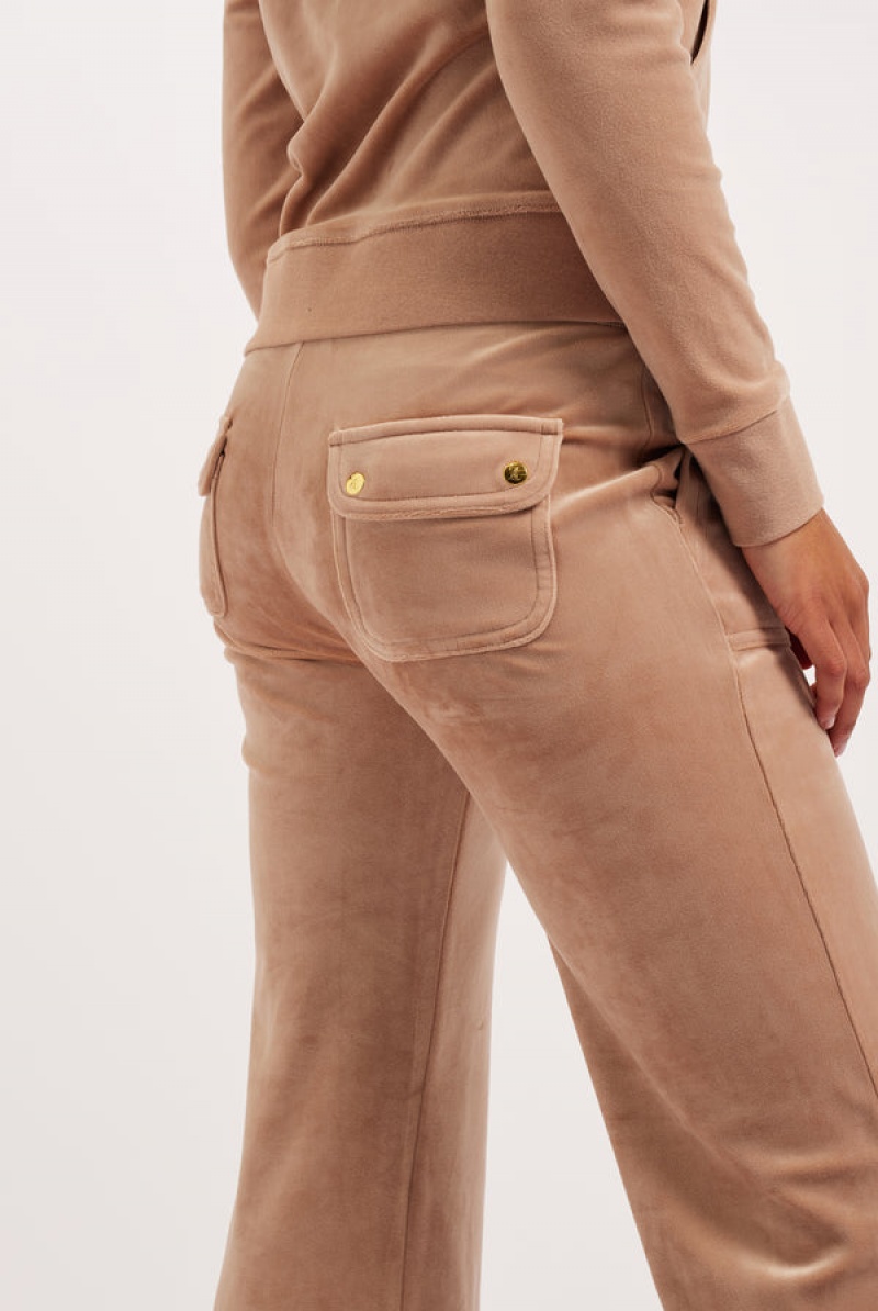 Caramel Juicy Couture Classic Velour Del Ray Pocketed Bottoms | JC-SN652117