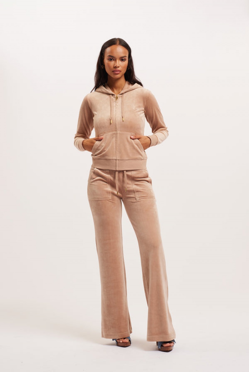 Caramel Juicy Couture Classic Velour Del Ray Pocketed Bottoms | JC-SN652117