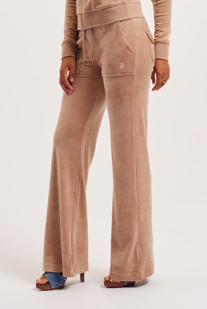 Caramel Juicy Couture Classic Velour Del Ray Pocketed Bottoms | JC-SN652117