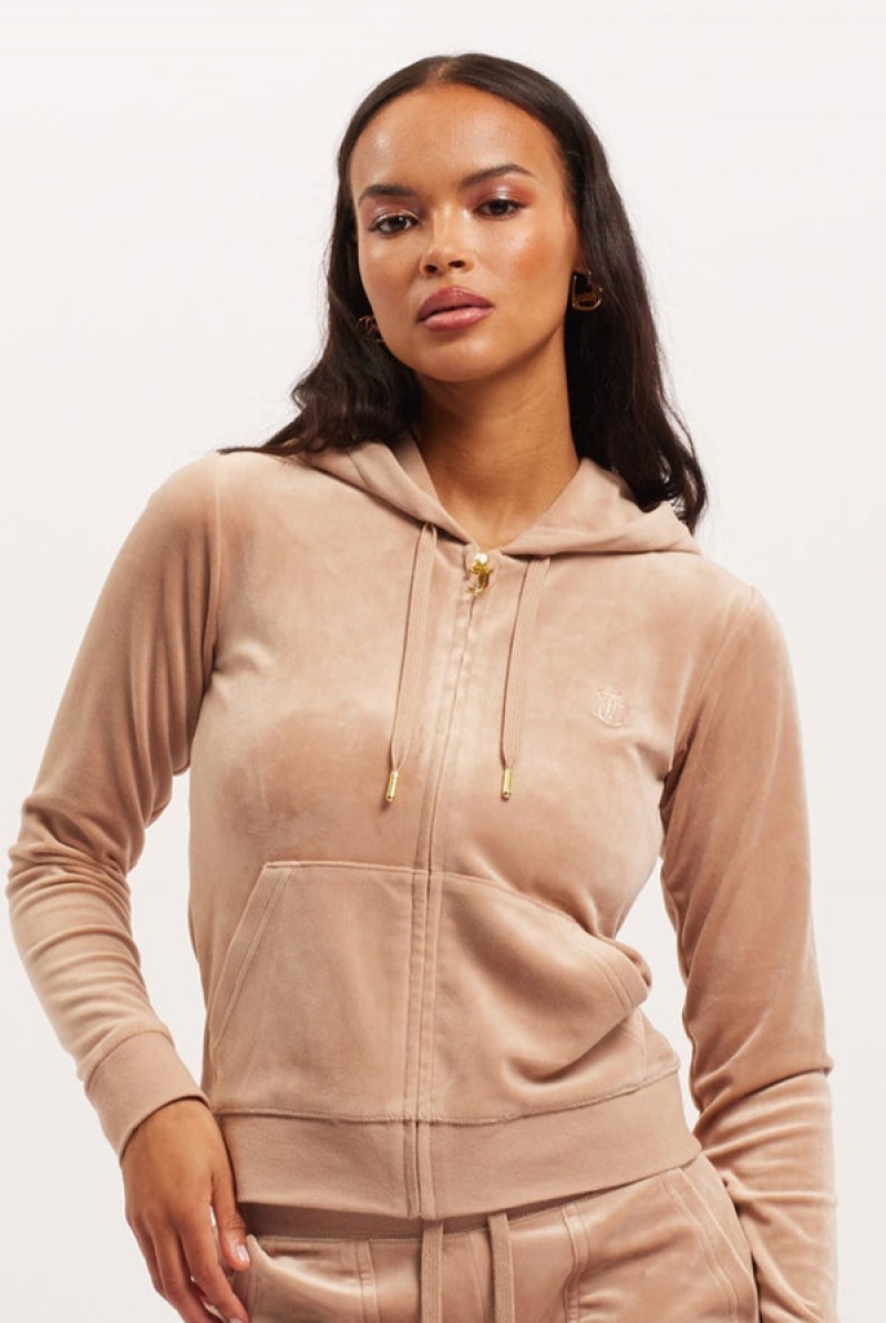 Caramel Juicy Couture Classic Velour Robertson Hoodie | JC-SN651955