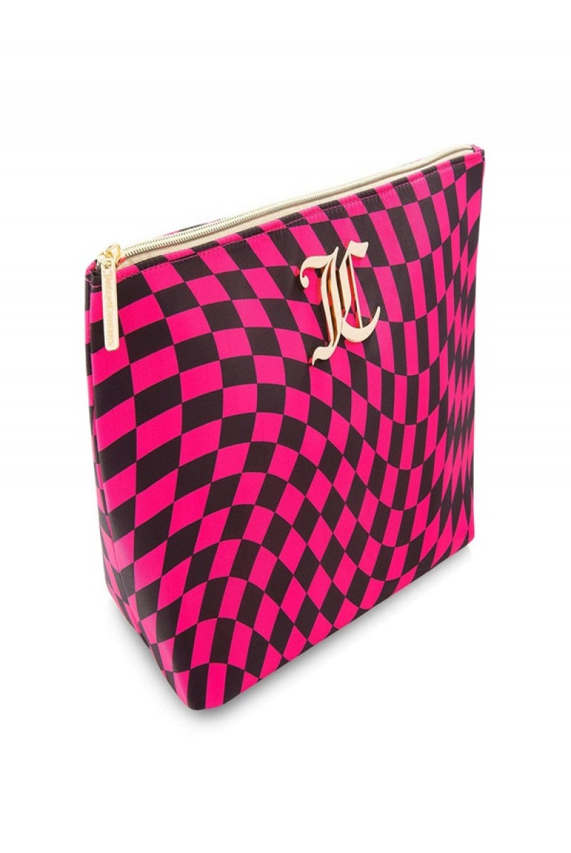 Checkered Pink Juicy Couture Monogram Makeup Pouch | JC-SN651911