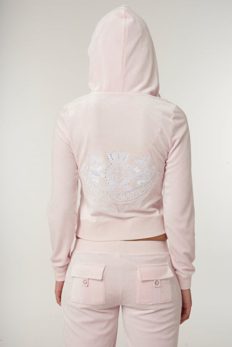 Cherry Blossom Juicy Couture Dog Crest Bamboo Velour Heritage Hoodie | JC-SN652170