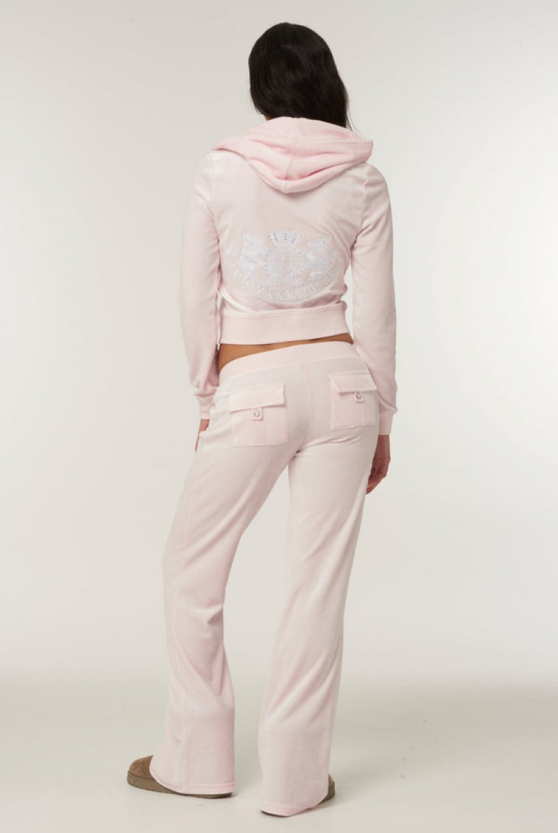 Cherry Blossom Juicy Couture Ultra Low Rise Bamboo Velour Heritage Dog Crest Pocketed Bottoms | JC-SN652169