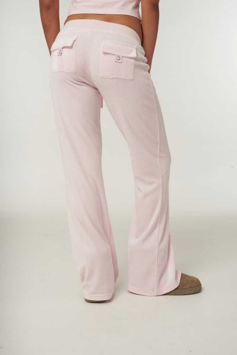 Cherry Blossom Juicy Couture Ultra Low Rise Bamboo Velour Heritage Dog Crest Pocketed Bottoms | JC-SN652169