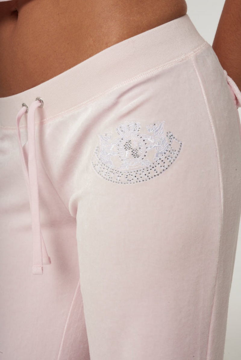 Cherry Blossom Juicy Couture Ultra Low Rise Bamboo Velour Heritage Dog Crest Pocketed Bottoms | JC-SN652169