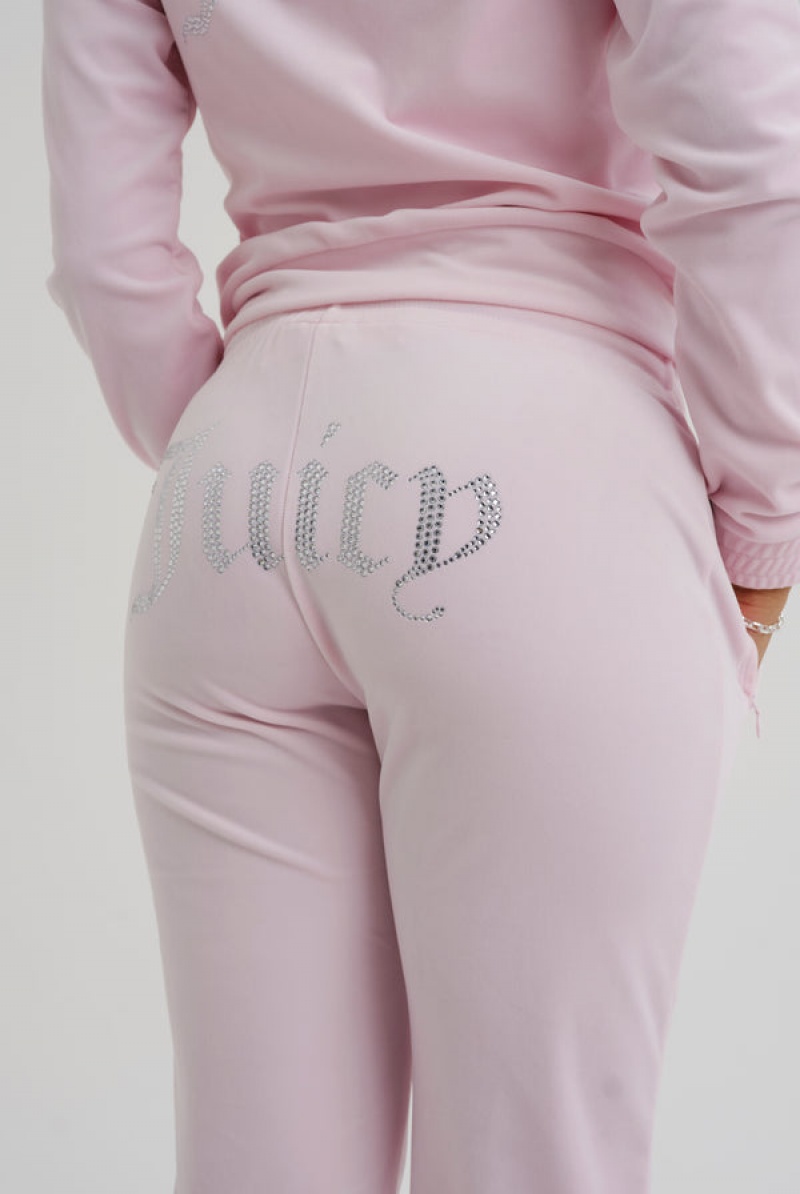 Cherry Blossom Juicy Couture Velour Diamante Tracksuit Bottom | JC-SN652138