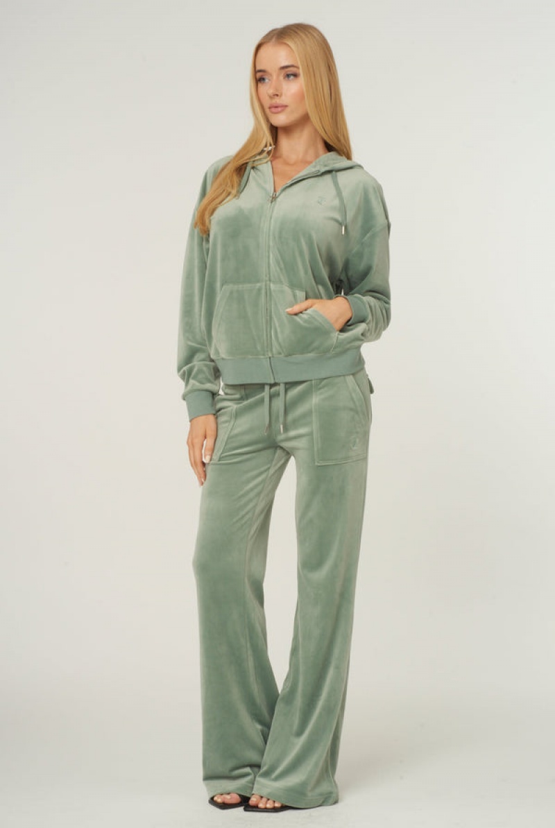 Chinois Green Juicy Couture Classic Velour Oversized Hoodie | JC-SN651969