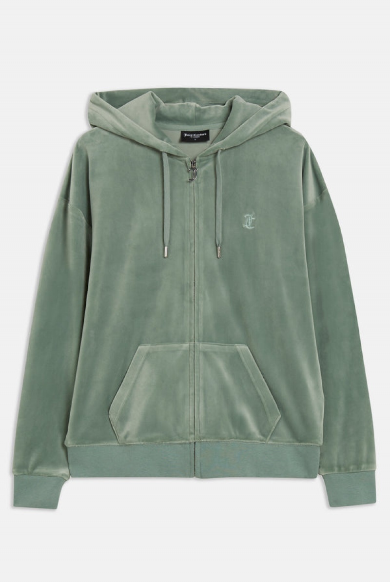 Chinois Green Juicy Couture Classic Velour Oversized Hoodie | JC-SN651969