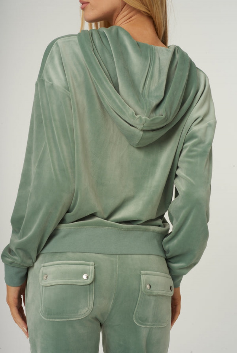 Chinois Green Juicy Couture Classic Velour Oversized Hoodie | JC-SN651969