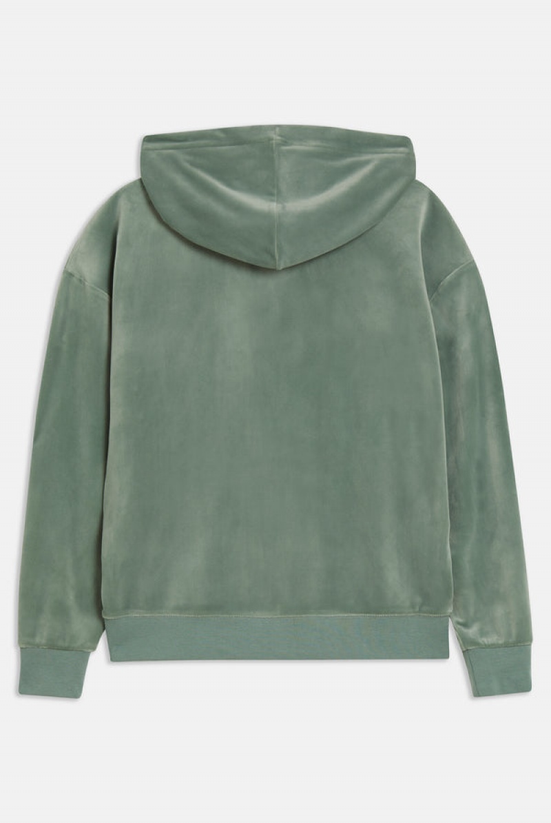 Chinois Green Juicy Couture Classic Velour Oversized Hoodie | JC-SN651969