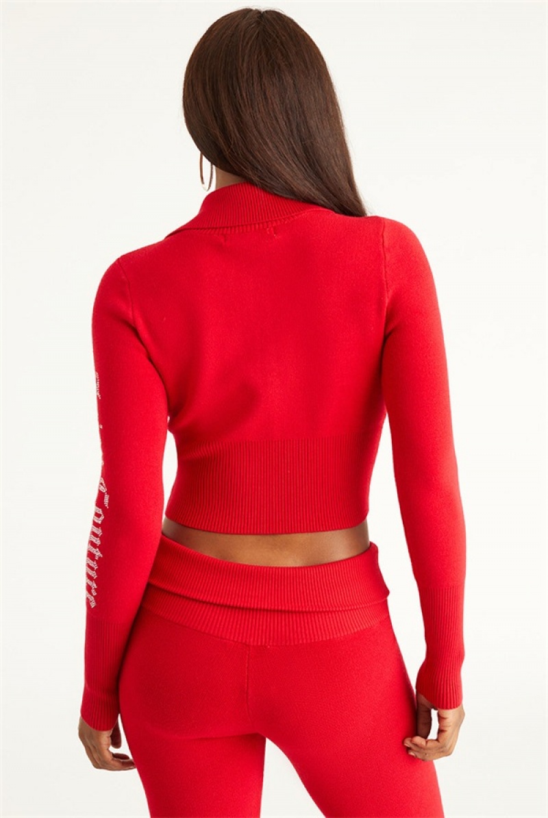 Coco Red Juicy Couture Small Bling Knit Cropped Jacket | JC-SN651692