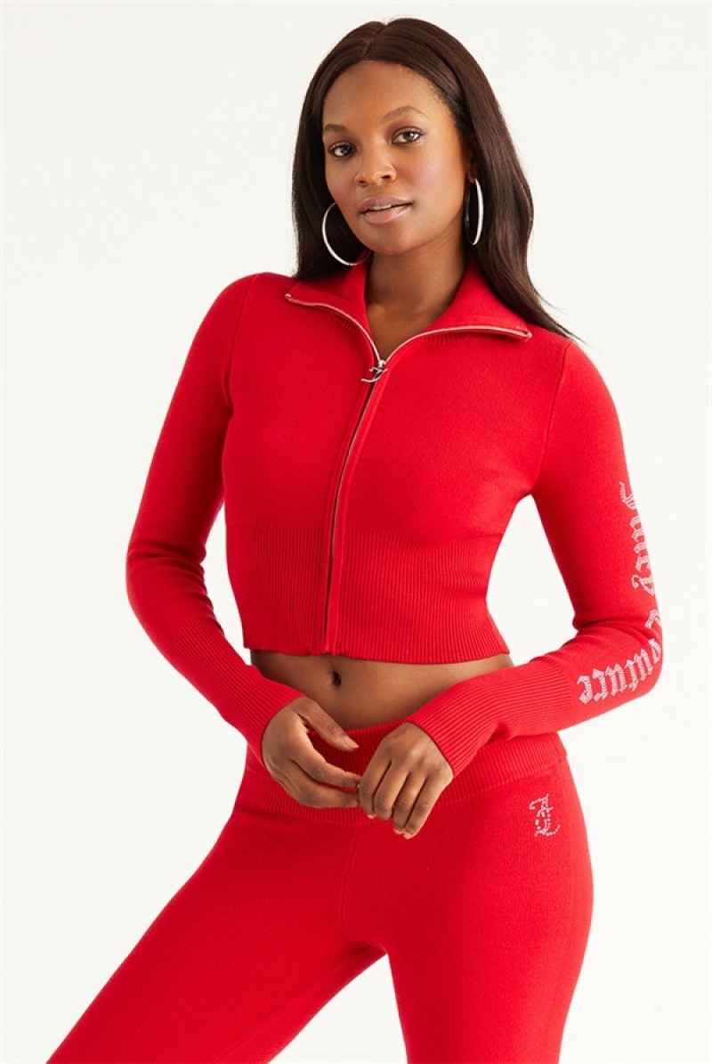 Coco Red Juicy Couture Small Bling Knit Cropped Jacket | JC-SN651692