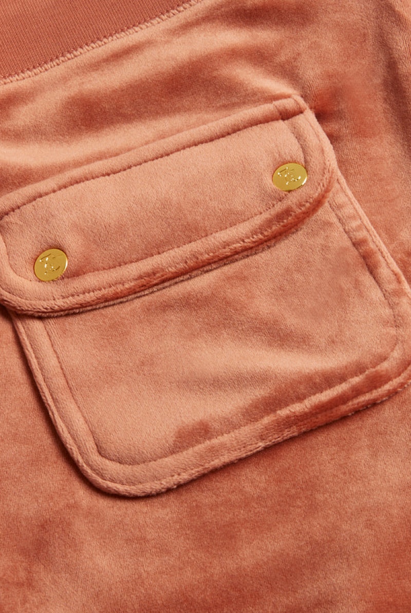 Copper Juicy Couture Classic Velour Del Ray Pocketed Bottoms | JC-SN652115