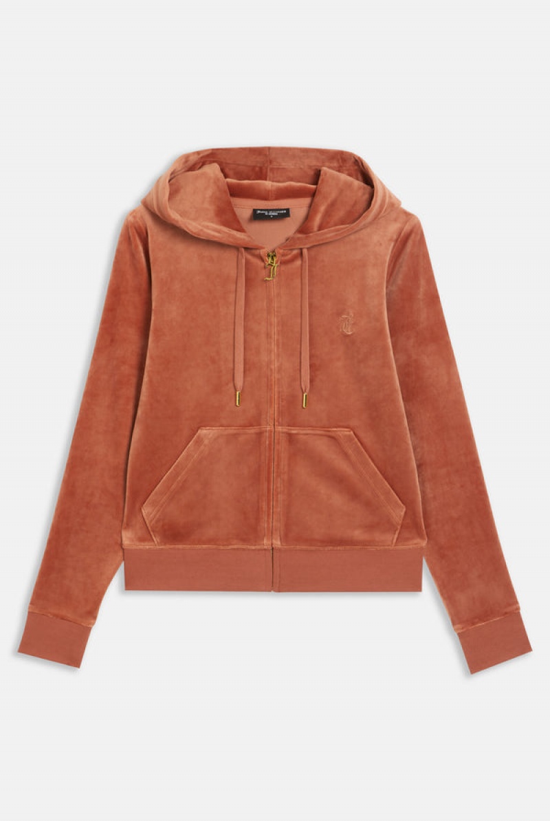 Copper Juicy Couture Classic Velour Robertson Hoodie | JC-SN652116