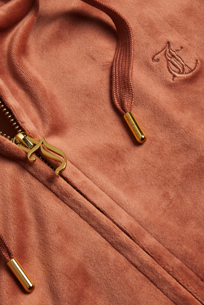 Copper Juicy Couture Classic Velour Robertson Hoodie | JC-SN652116