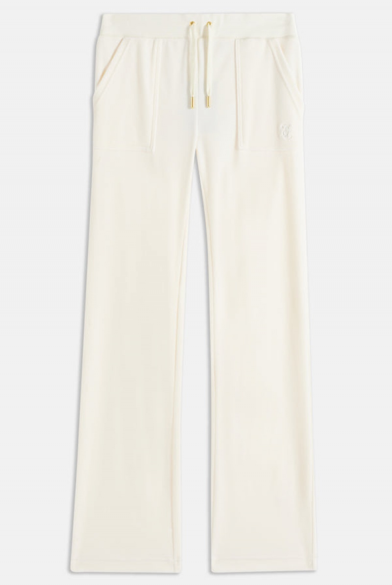 Cream Juicy Couture Classic Velour Del Ray Pocketed Bottoms | JC-SN651991