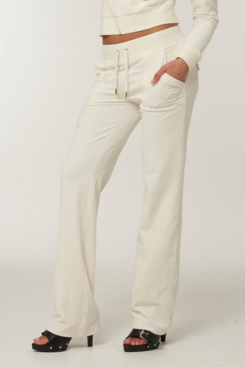 Cream Juicy Couture Classic Velour Del Ray Pocketed Bottoms | JC-SN651991