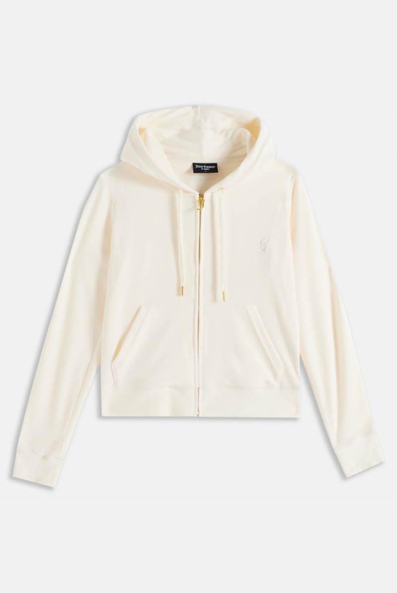 Cream Juicy Couture Classic Velour Robertson Hoodie | JC-SN651992