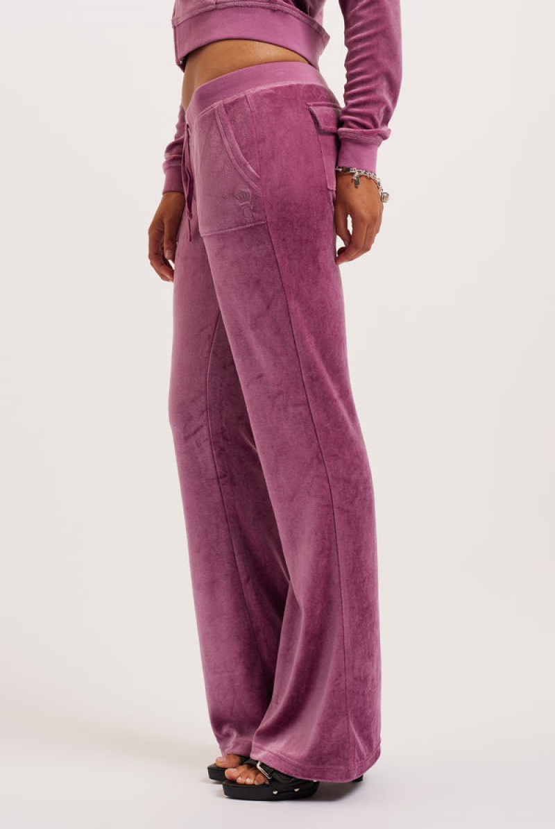 Damson Juicy Couture Ultra Low Rise Bamboo Velour Heritage Pocketed Bottoms | JC-SN652157