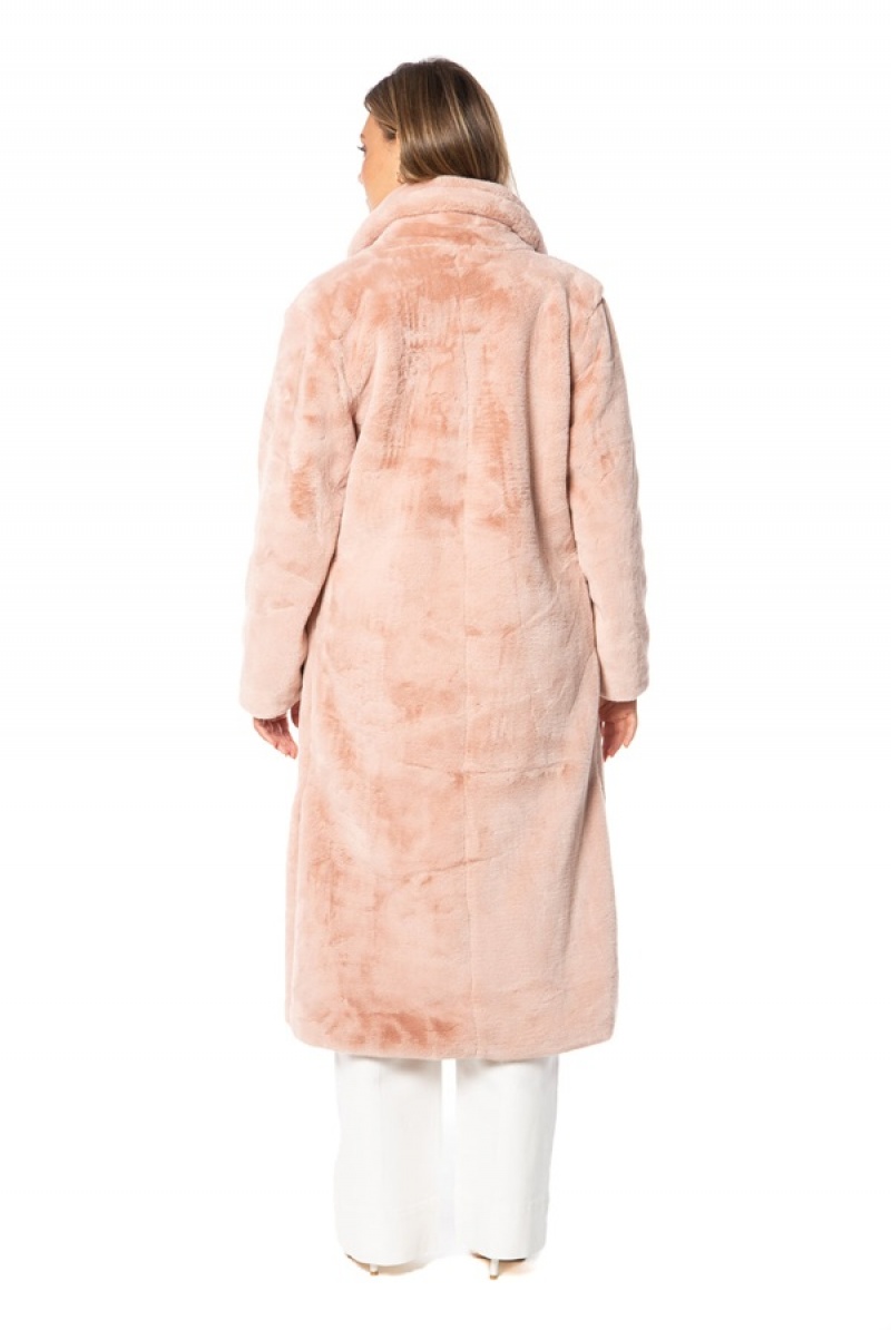 Dusty Pink Juicy Couture Faux Fur Teddy Trench Coat | JC-SN651682