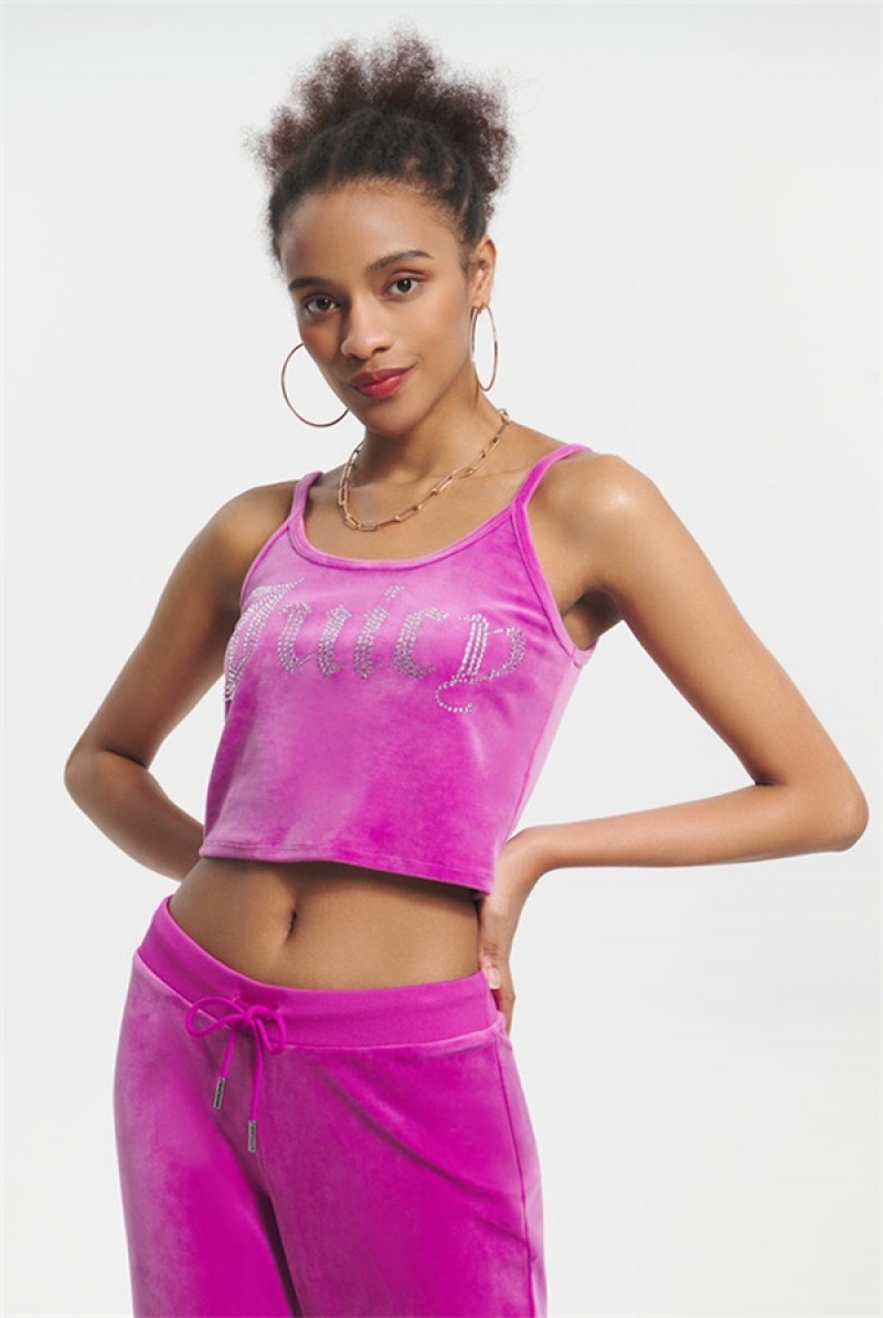 Electric Violet Juicy Couture Big Bling Velour Tank Top | JC-SN651641