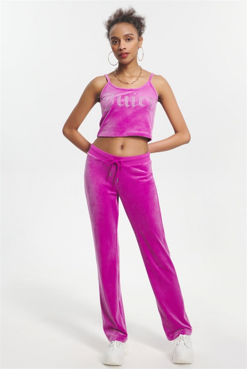 Electric Violet Juicy Couture Big Bling Velour Tank Top | JC-SN651641