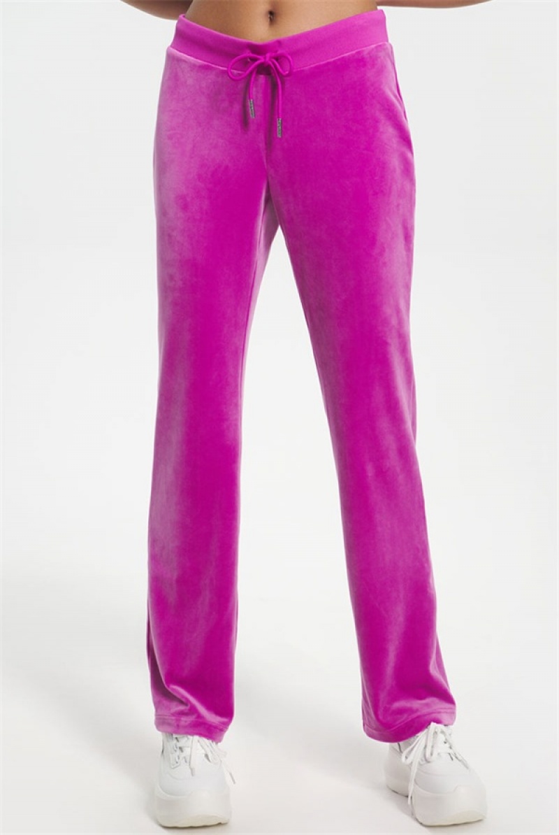 Electric Violet Juicy Couture Og Big Bling Velour Track Pants | JC-SN651602