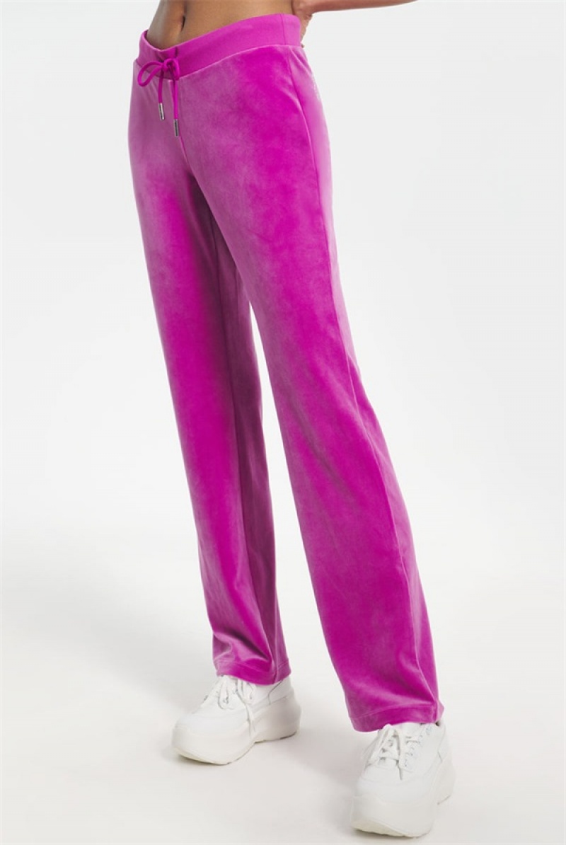 Electric Violet Juicy Couture Og Big Bling Velour Track Pants | JC-SN651602