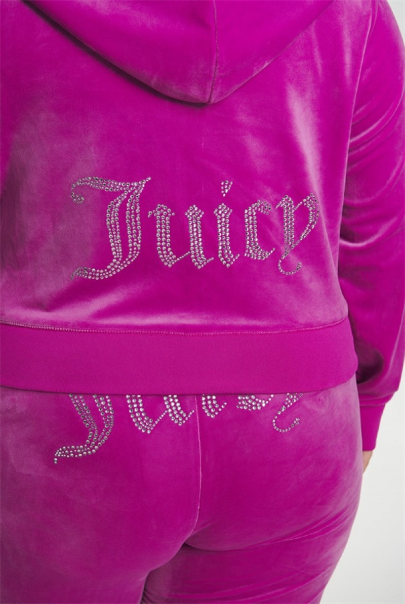 Electric Violet Juicy Couture Plus-size Og Big Bling Velour Hoodie | JC-SN651574