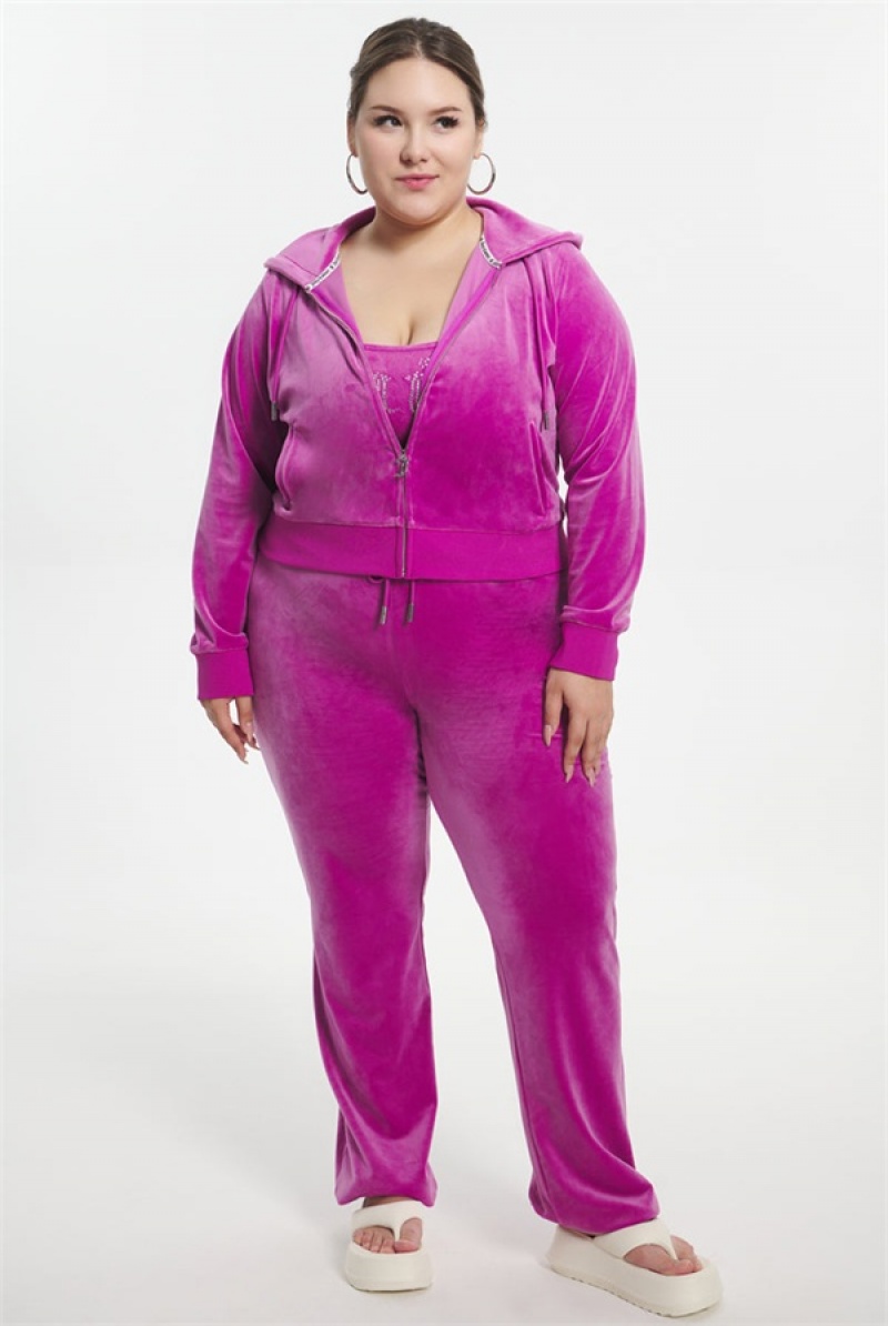 Electric Violet Juicy Couture Plus-size Og Big Bling Velour Hoodie | JC-SN651574