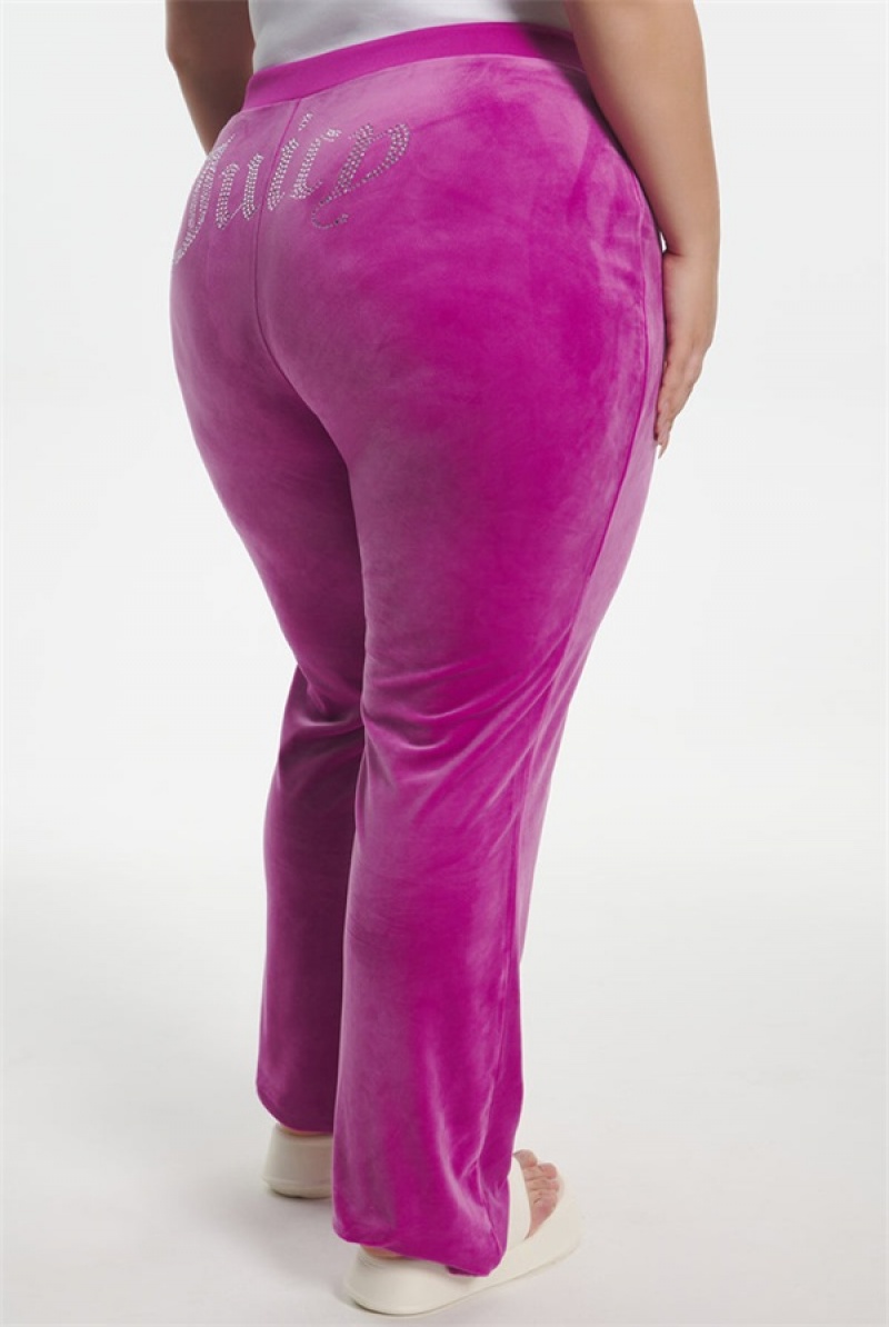 Electric Violet Juicy Couture Plus-size Og Big Bling Velour Track Pants | JC-SN651603