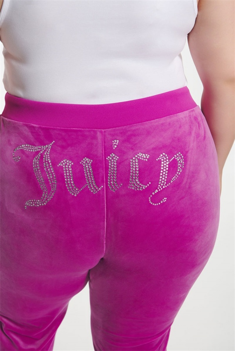 Electric Violet Juicy Couture Plus-size Og Big Bling Velour Track Pants | JC-SN651603