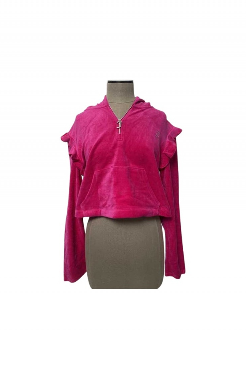 Free Love Juicy Couture Bling Ruffle Sleeve Velour Hoodie—rejuiced | JC-SN651650