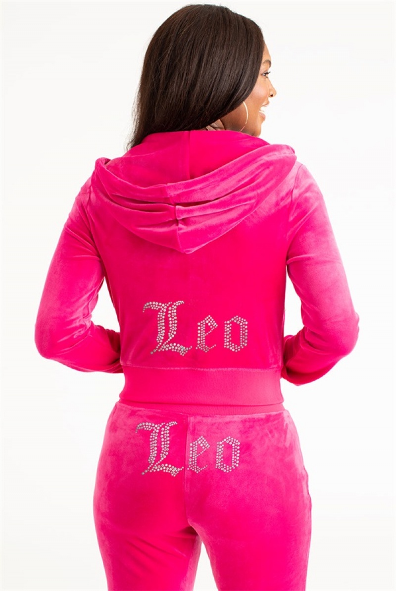 Free Love Juicy Couture Leo Big Bling Velour Hoodie | JC-SN651653