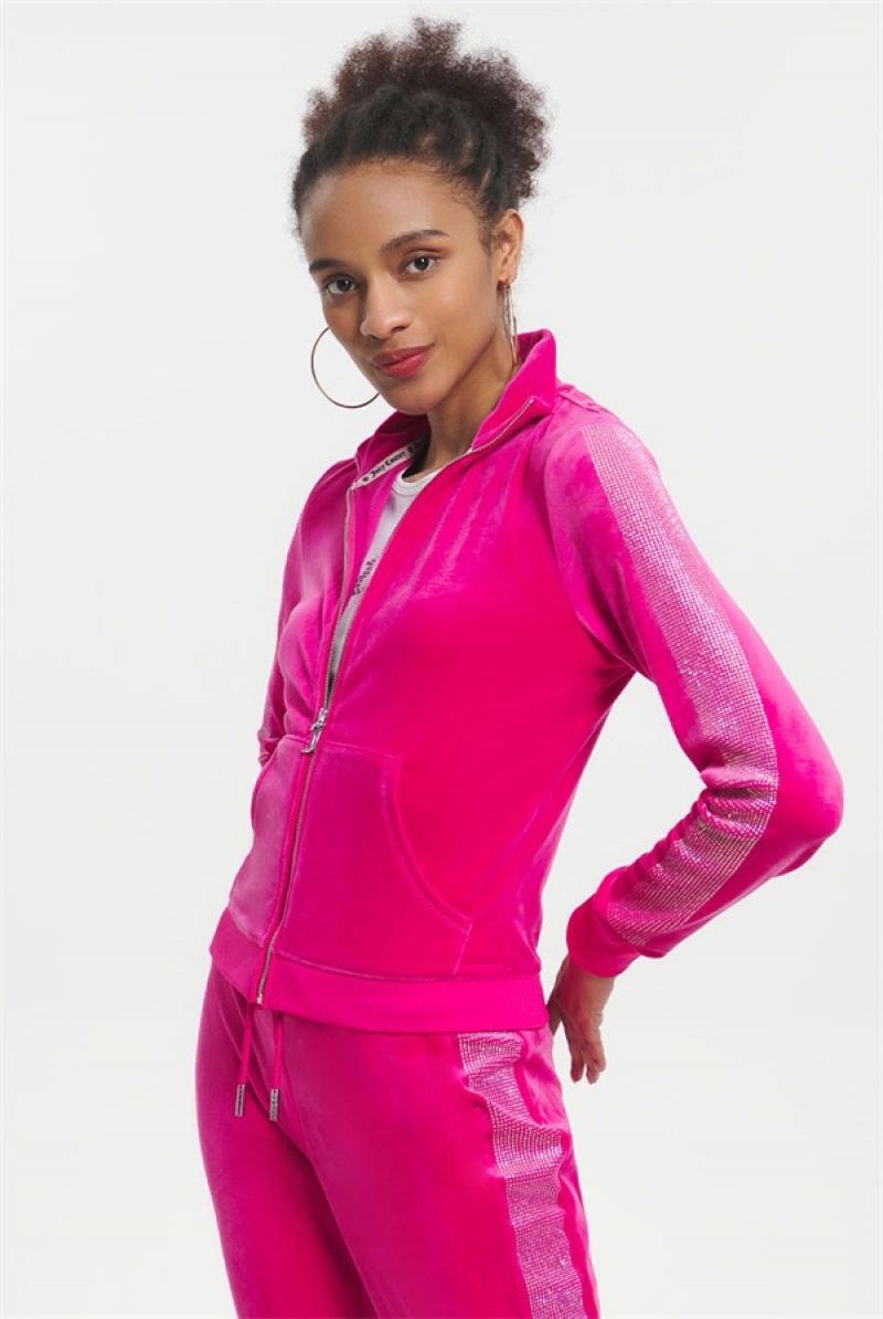 Free Love Juicy Couture Ombre Bling Cropped Velour Track Jacket | JC-SN651584