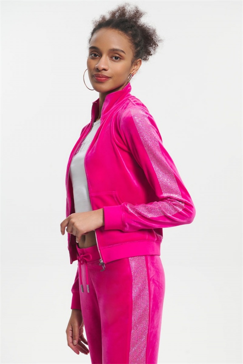 Free Love Juicy Couture Ombre Bling Cropped Velour Track Jacket | JC-SN651584