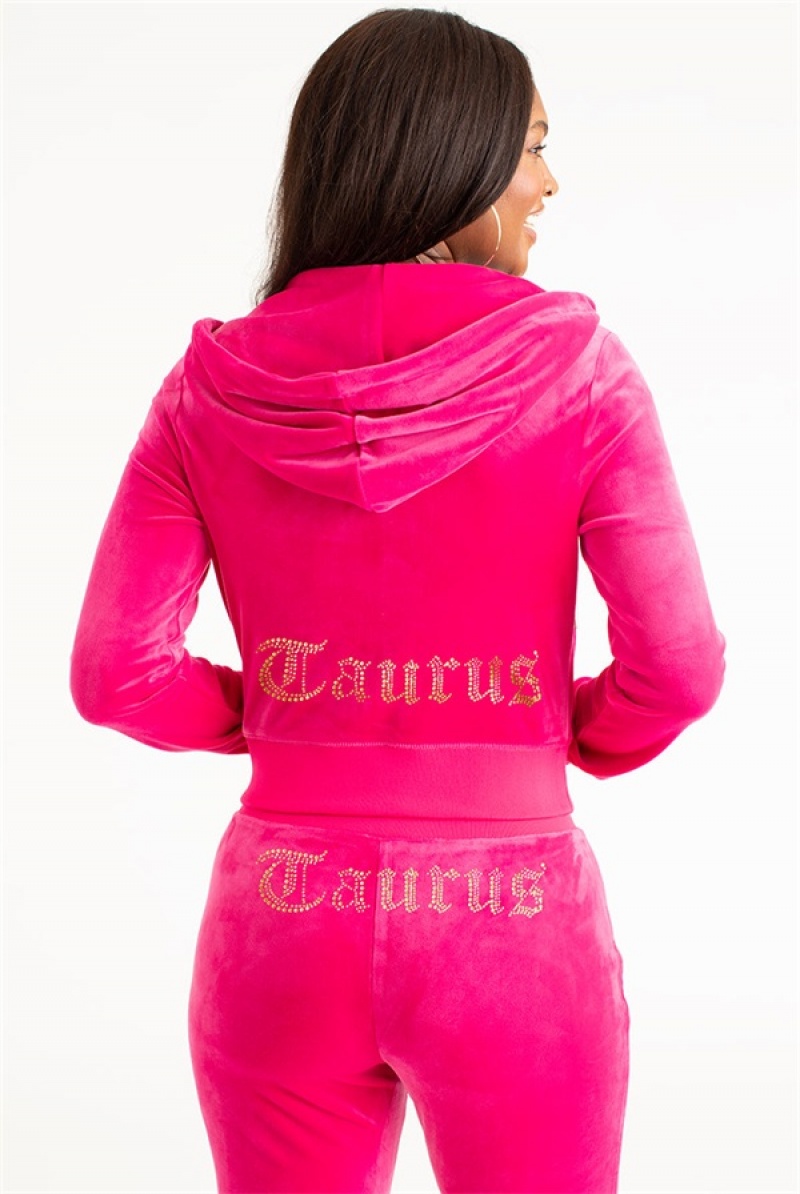 Free Love Juicy Couture Taurus Big Bling Velour Hoodie | JC-SN651517