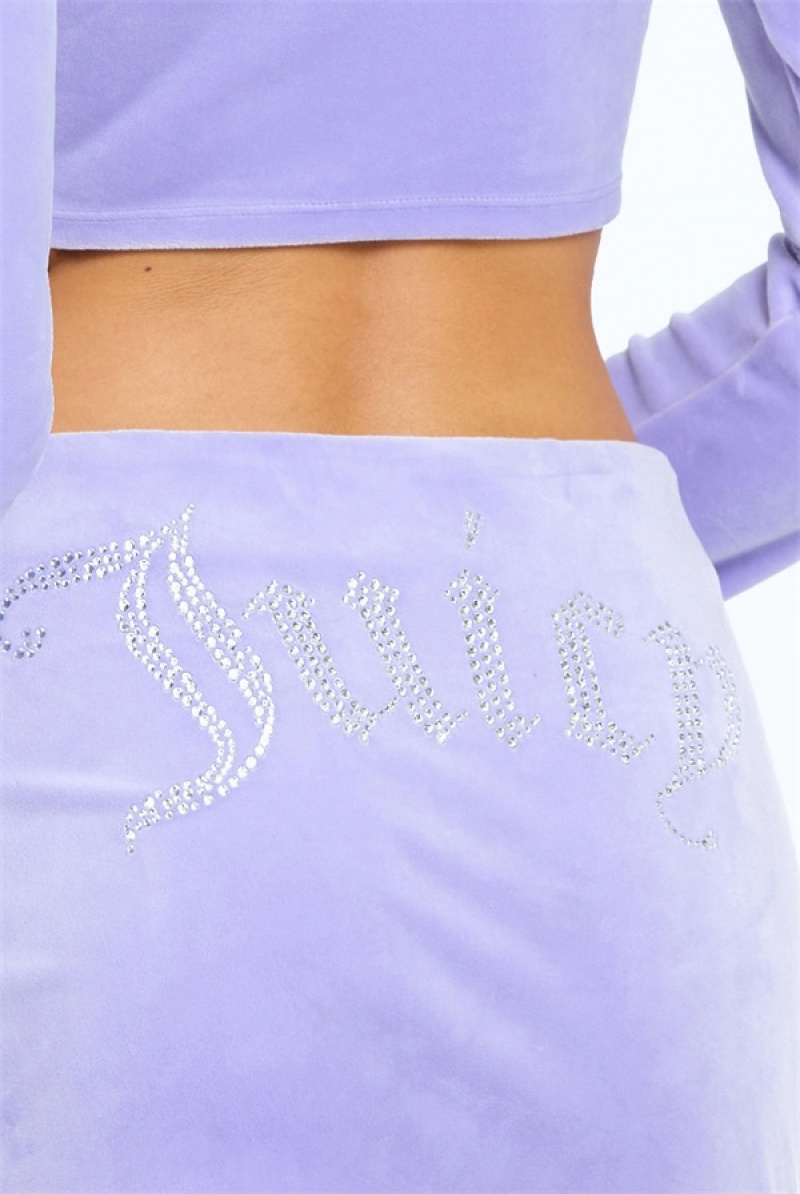 Freesia Juicy Couture Big Bling Velour Micro Mini Skirt | JC-SN651829