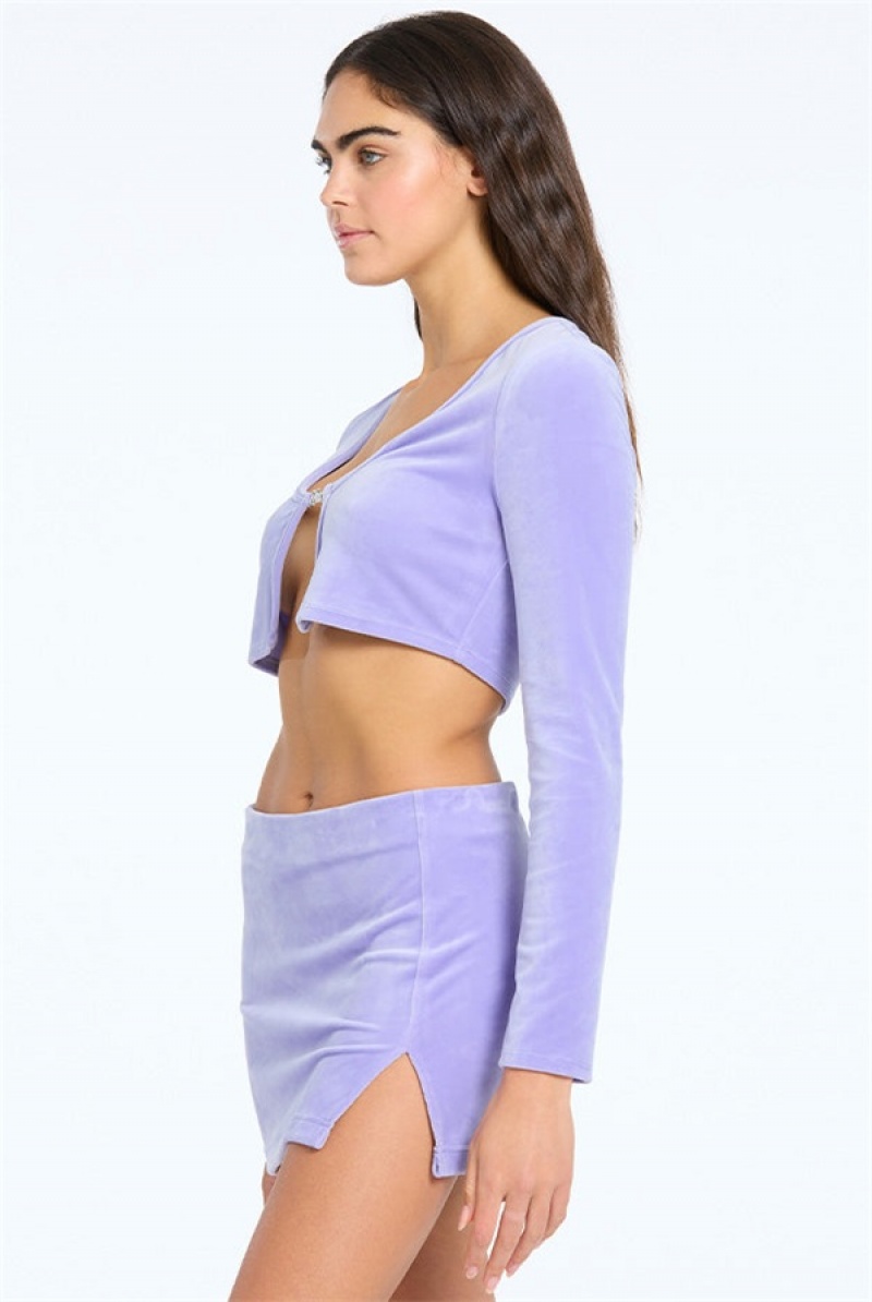 Freesia Juicy Couture Long Sleeve Velour Cardigan Top | JC-SN651610