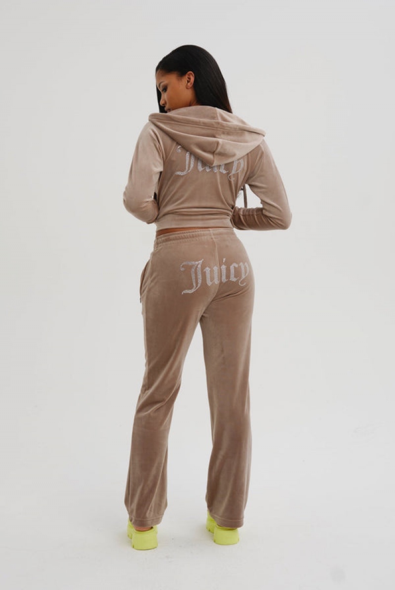 Fungi Juicy Couture Velour Diamante Tracksuit Bottom | JC-SN652126