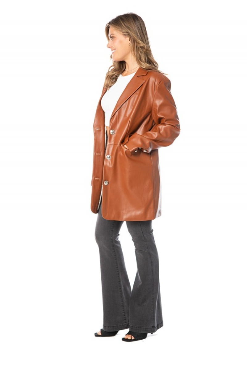 Ginger Juicy Couture Oversized Faux Leather Trench Coat | JC-SN651686