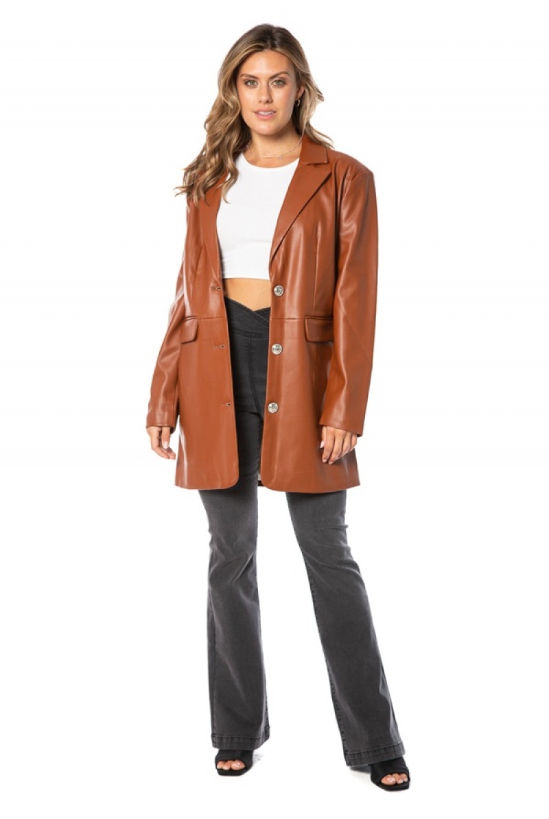 Ginger Juicy Couture Oversized Faux Leather Trench Coat | JC-SN651686